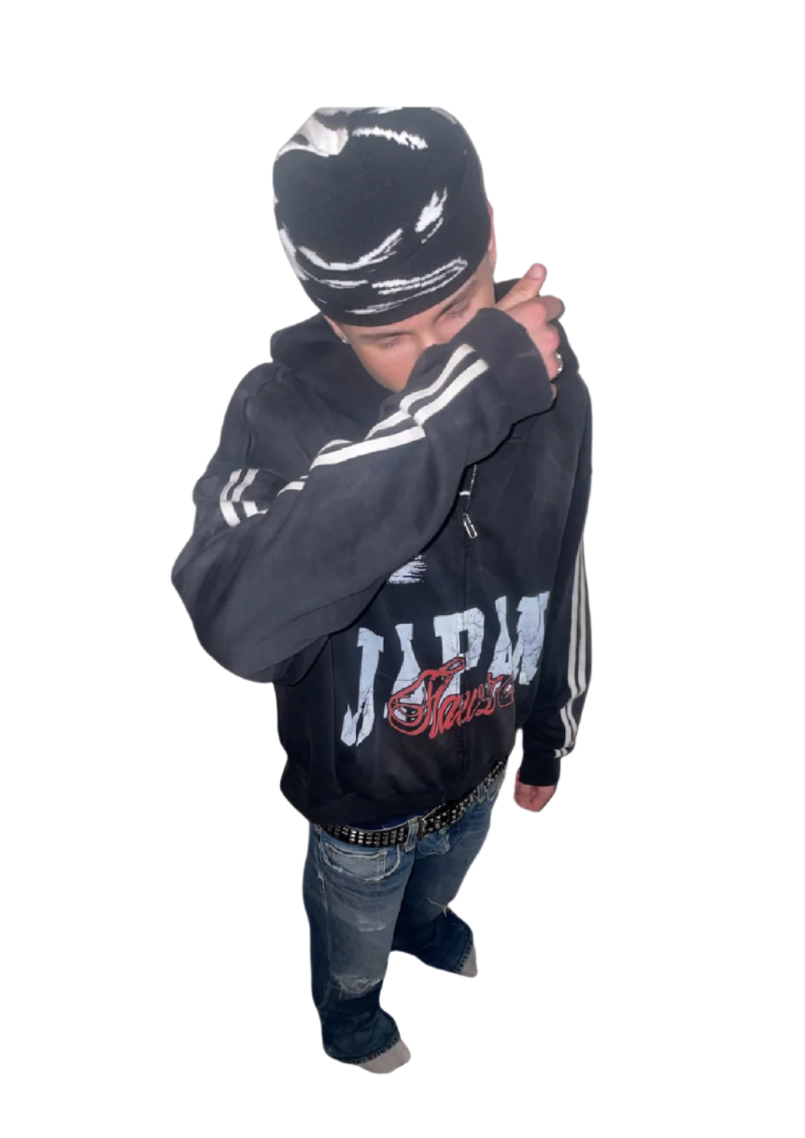 ''DISTRESSED JXPAN'' Unisex Zip-Up Hoodie