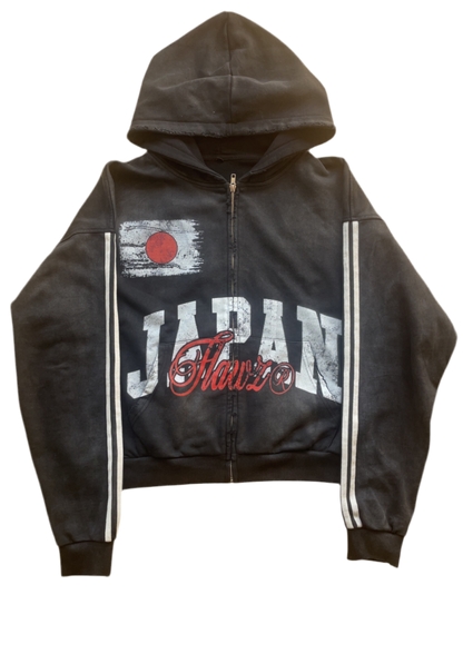 ''DISTRESSED JXPAN'' Unisex Zip-Up Hoodie