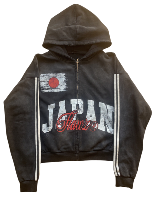 ''DISTRESSED JXPAN'' Unisex Zip-Up Hoodie